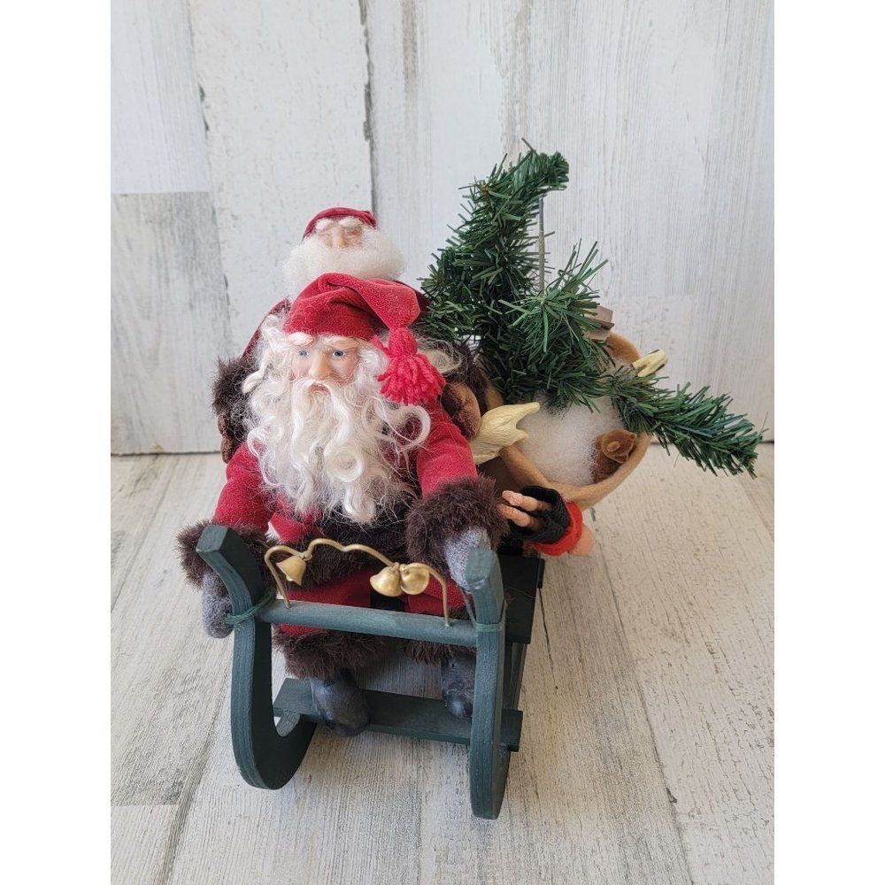Santa Claus joyride sled bell gift AS IS figured decor home sledding
